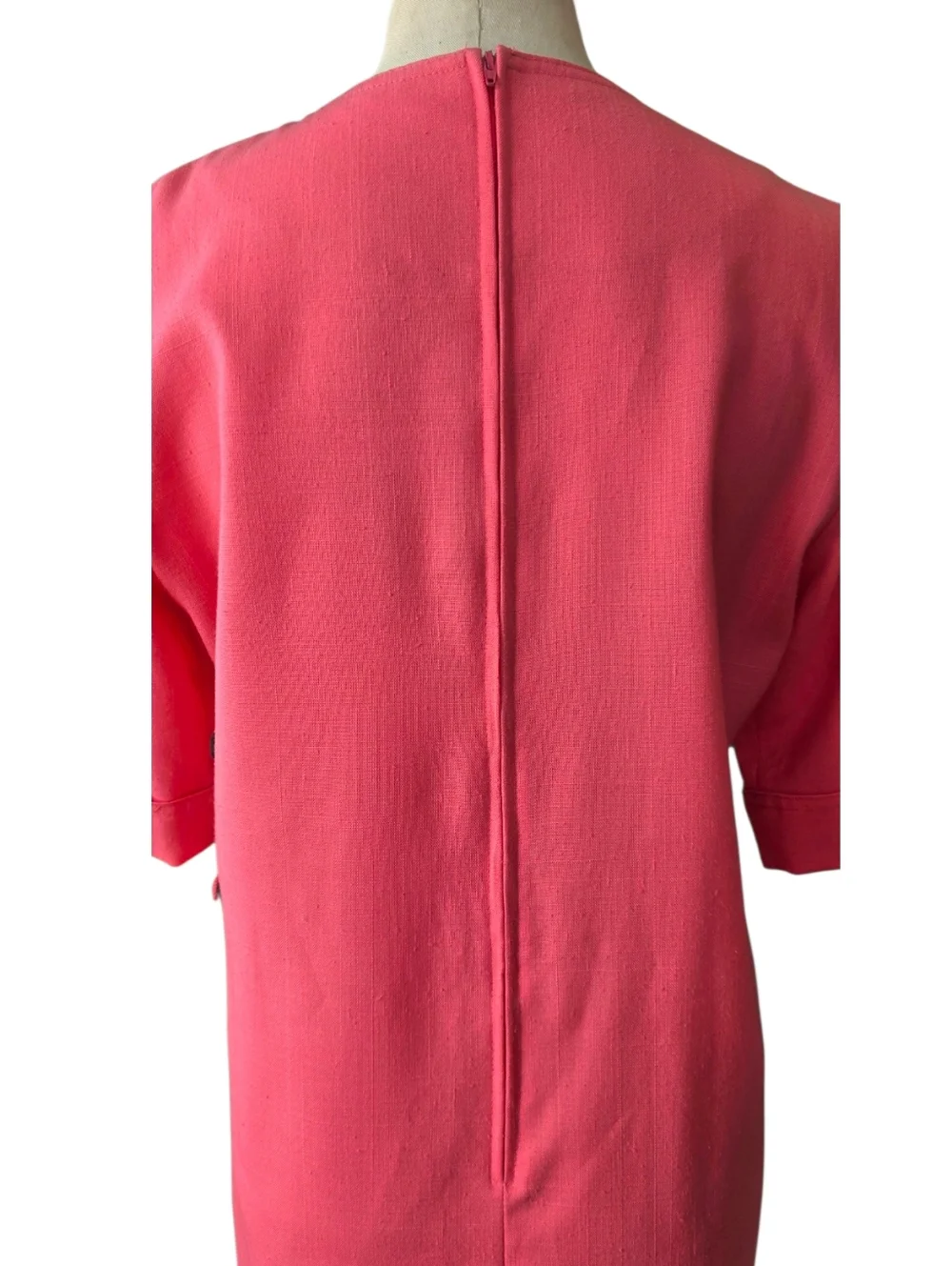 Vintage 1960s Hal Hardin Pink A-Line Dress Belted Mod Shift Womens Size 12- 14 - Picture 7 of 12